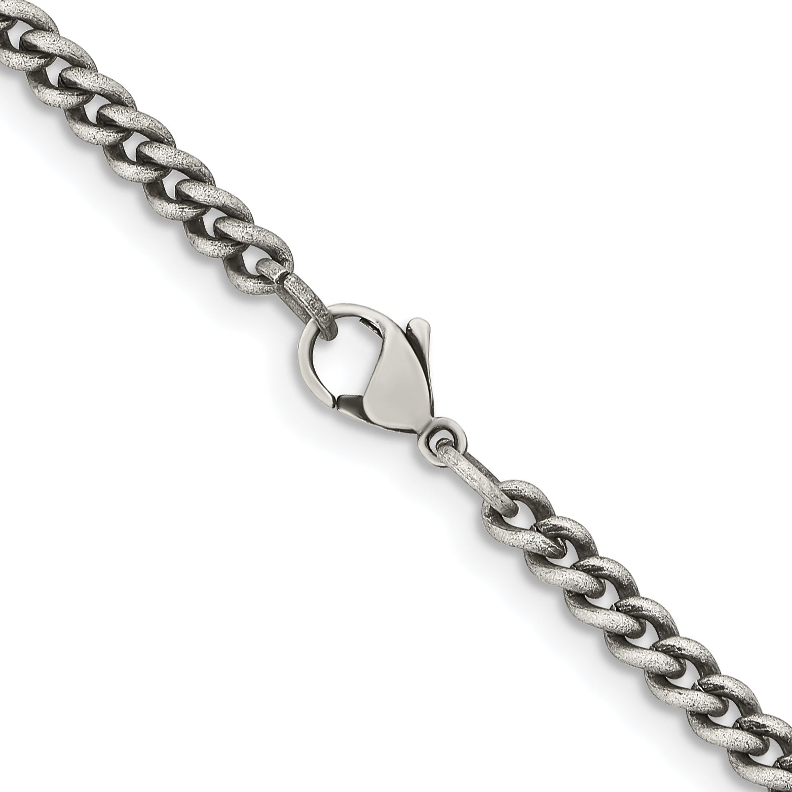 Sophia Jewelers Unisex Stainless Steel Curb Chain Necklace 18 Antiqued Finish