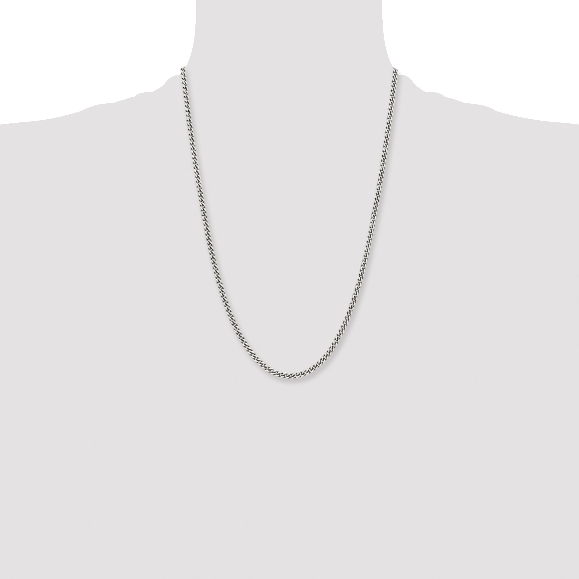 Sophia Jewelers Unisex Stainless Steel Curb Chain Necklace 18 Antiqued Finish