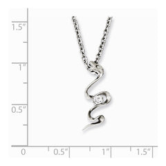 Stainless Steel Polished Snake Swirl w/CZ 18in Necklace