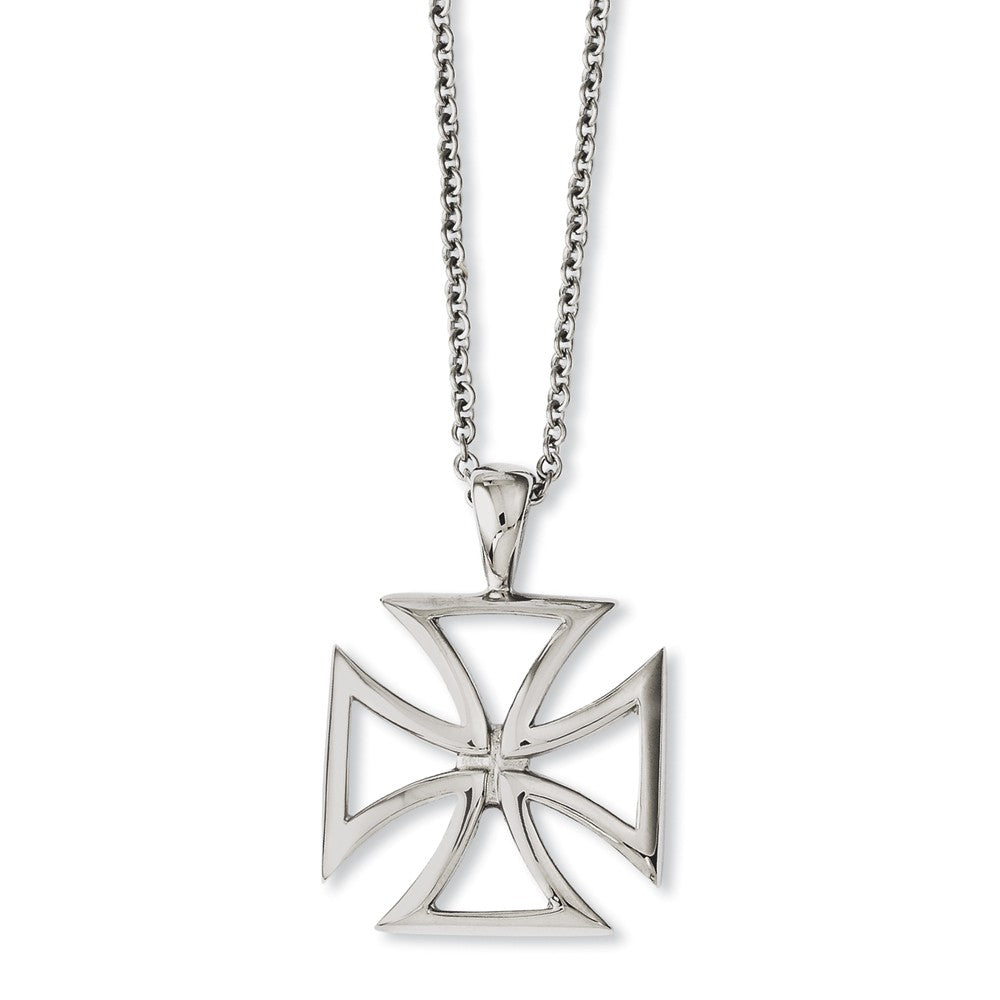 Stainless Steel Polished Cross Pendant 18in Necklace