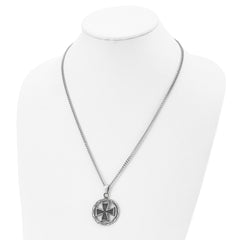 Men's Stainless Steel Cross Pendant Necklace, 22-Inch Curb Chain, Gift Ready