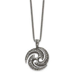 Chisel Stainless Steel Antiqued and Textured Spiral Pendant on a 22 inch Curb Chain Necklace