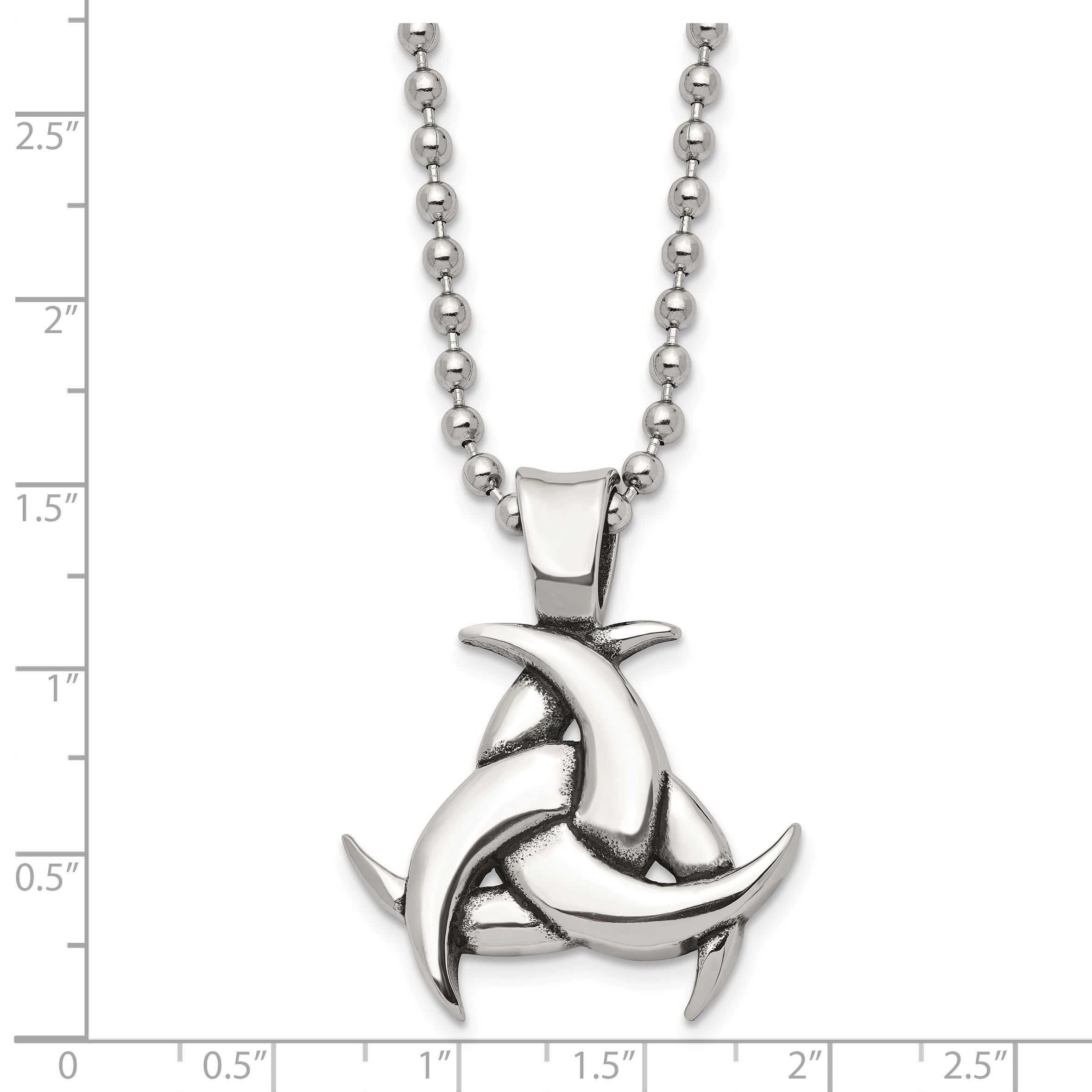 Chisel Stainless Steel Antiqued and Polished Celtic Knot Pendant on a 22 inch Ball Chain Necklace