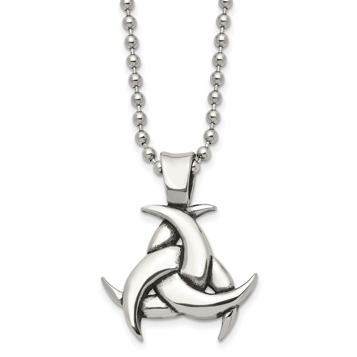 Chisel Stainless Steel Antiqued and Polished Celtic Knot Pendant on a 22 inch Ball Chain Necklace