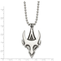 Men's Stainless Steel Skull Necklace with Polished Antiqued Finish 22in