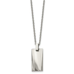 Stainless Steel 22in Polished Concave Rectangle Necklace