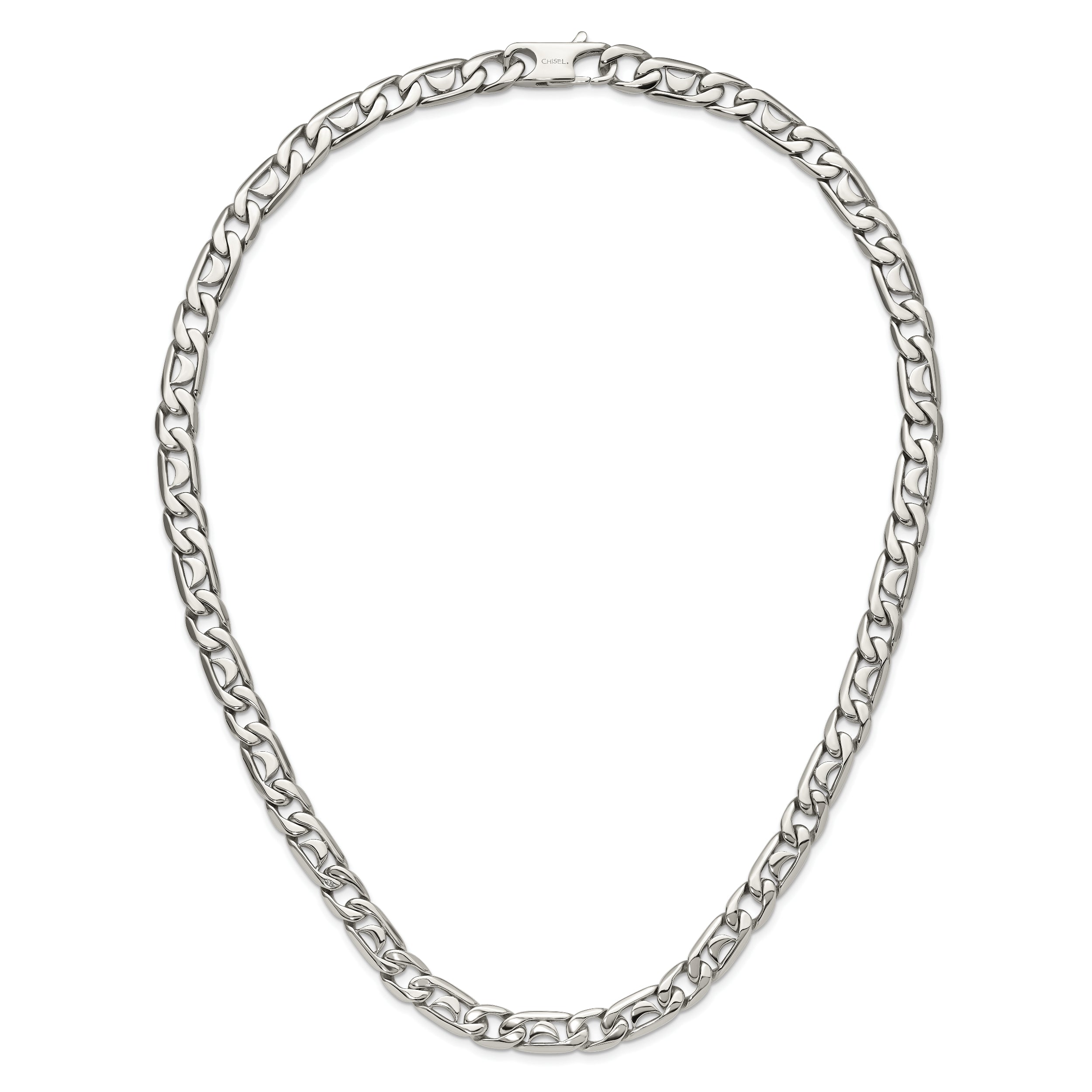 Chisel Stainless Steel Men's Polished Fancy Link Necklace Gift Ready 24 Inch