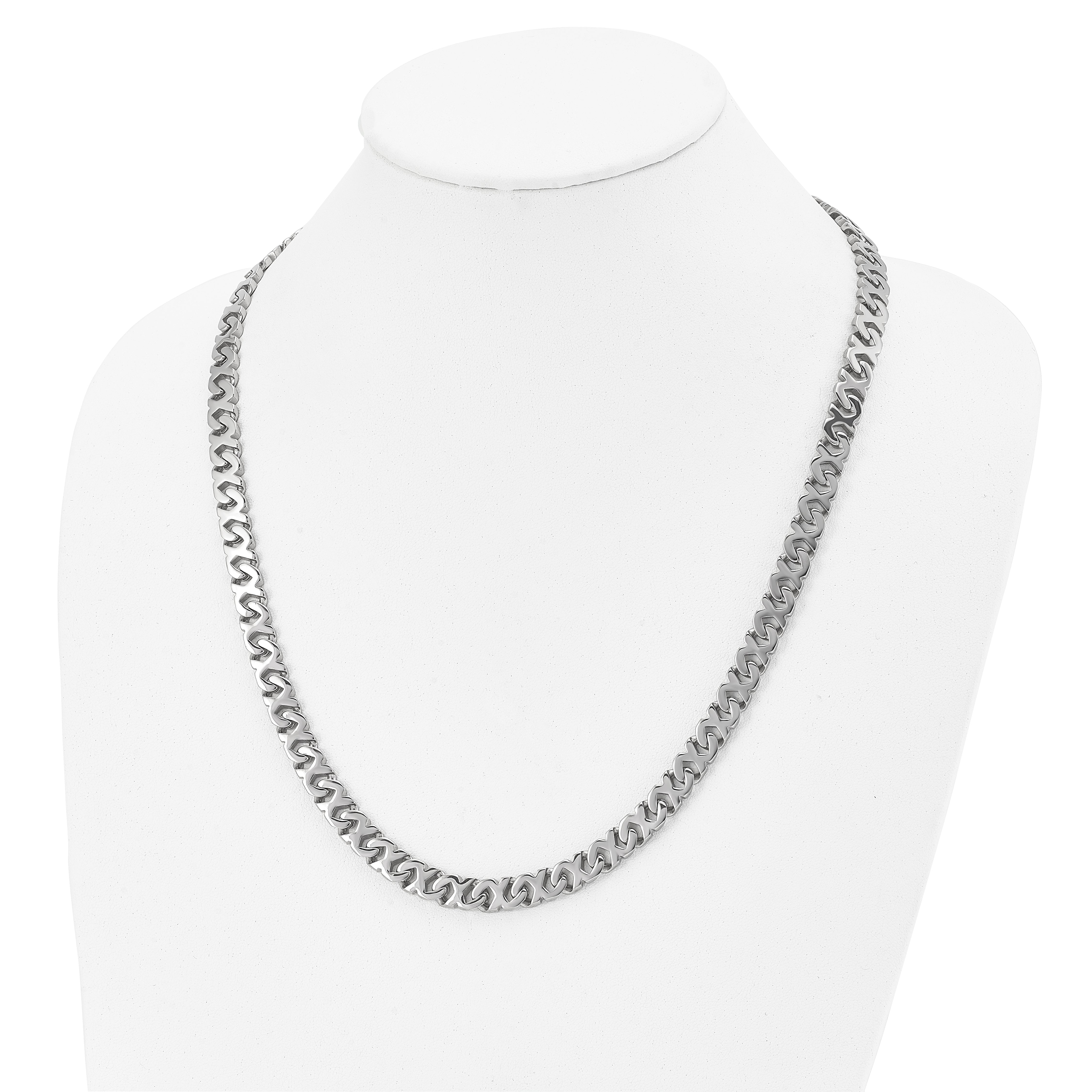 Chisel Stainless Steel Polished 24 inch Fancy X Link Necklace