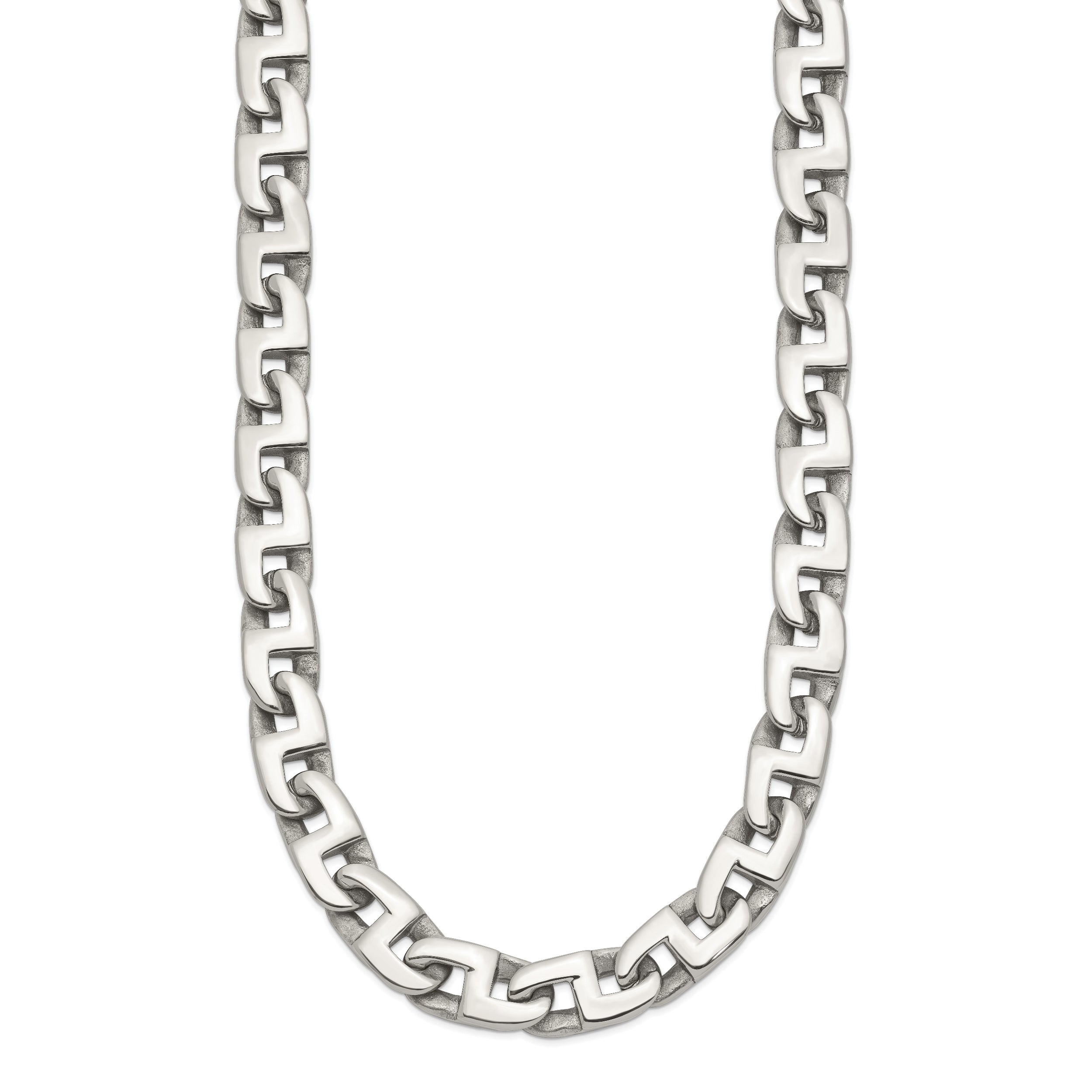 Chisel Stainless Steel Polished 24 inch Fancy Square Link Necklace