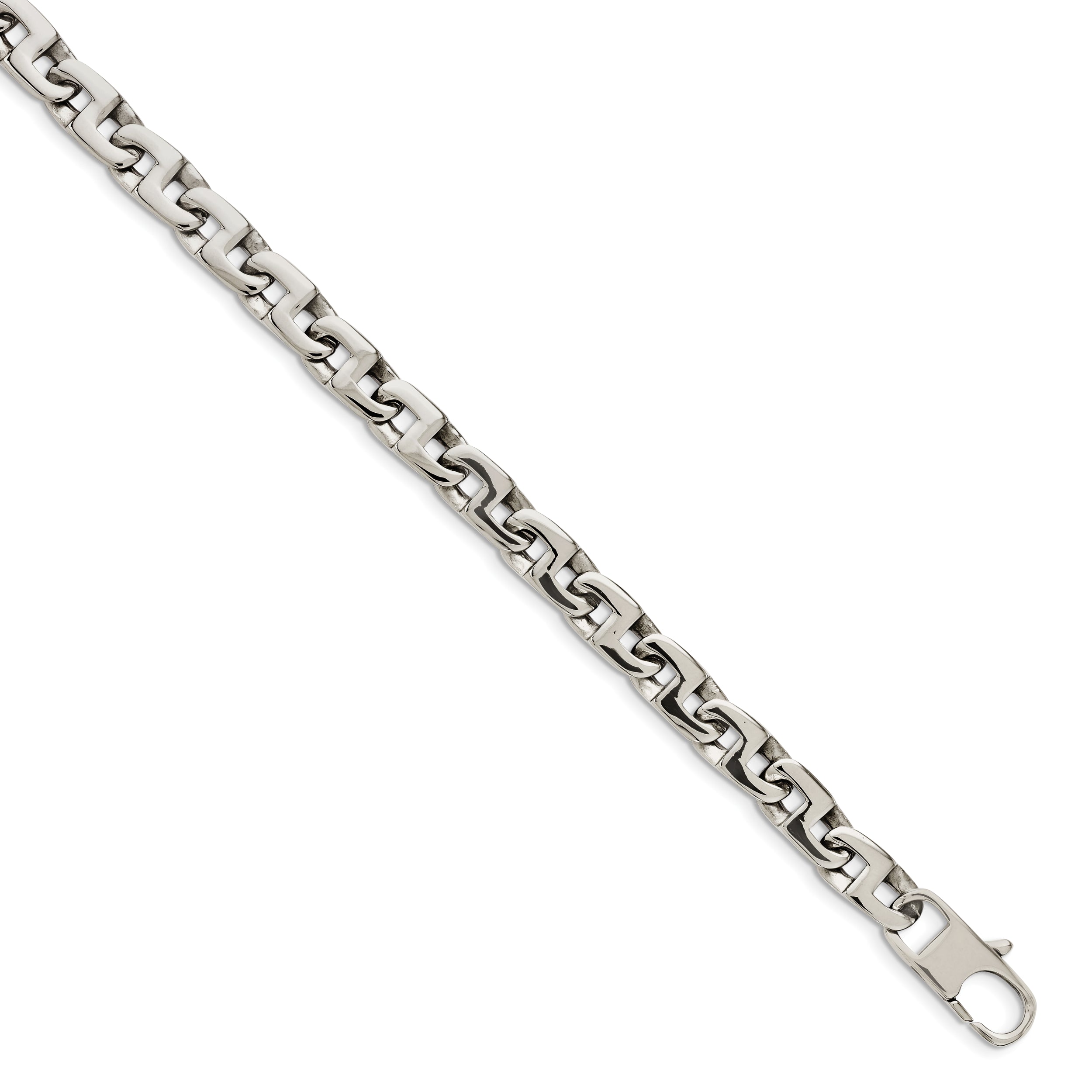 Chisel Stainless Steel Polished 24 inch Fancy Square Link Necklace