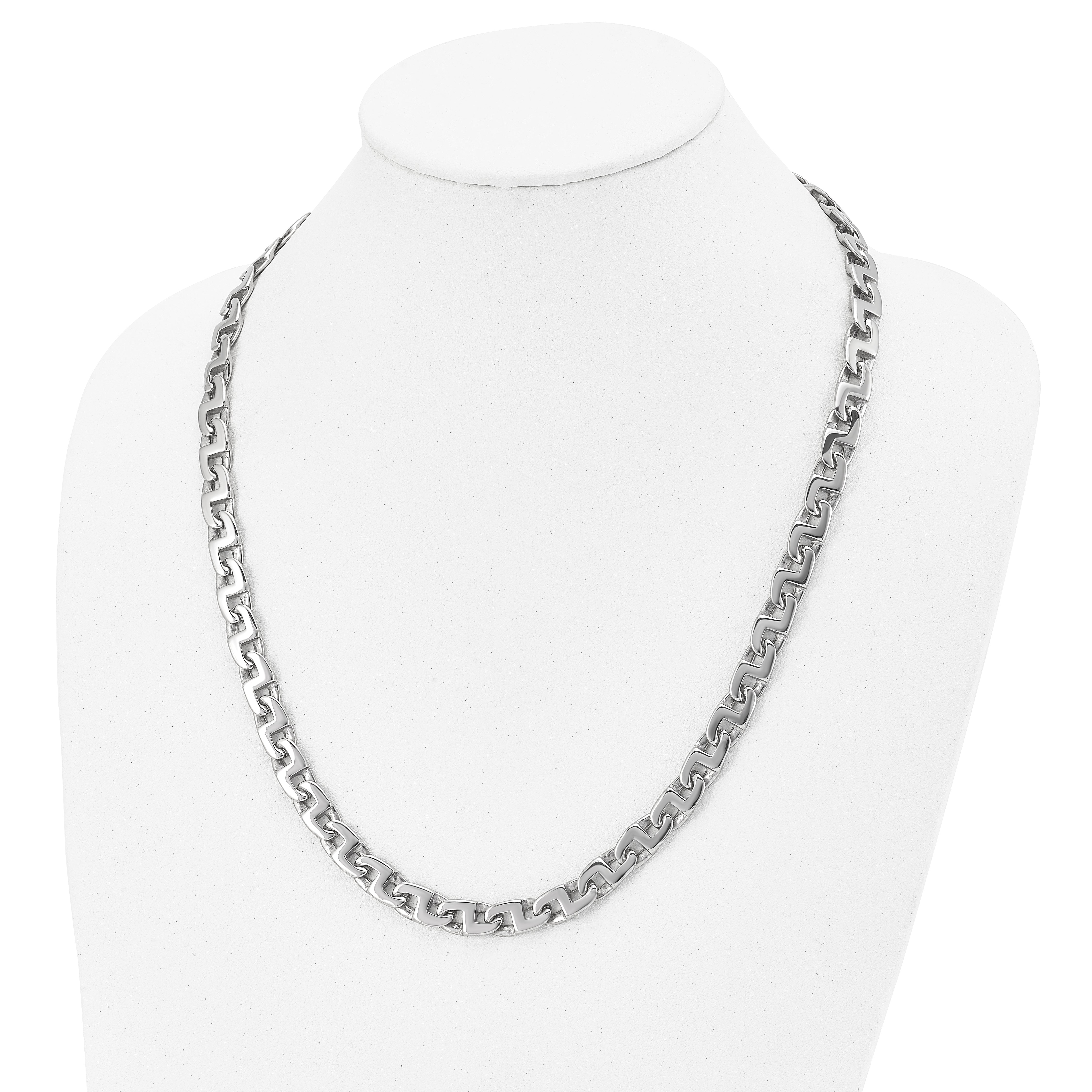 Chisel Stainless Steel Polished 24 inch Fancy Square Link Necklace