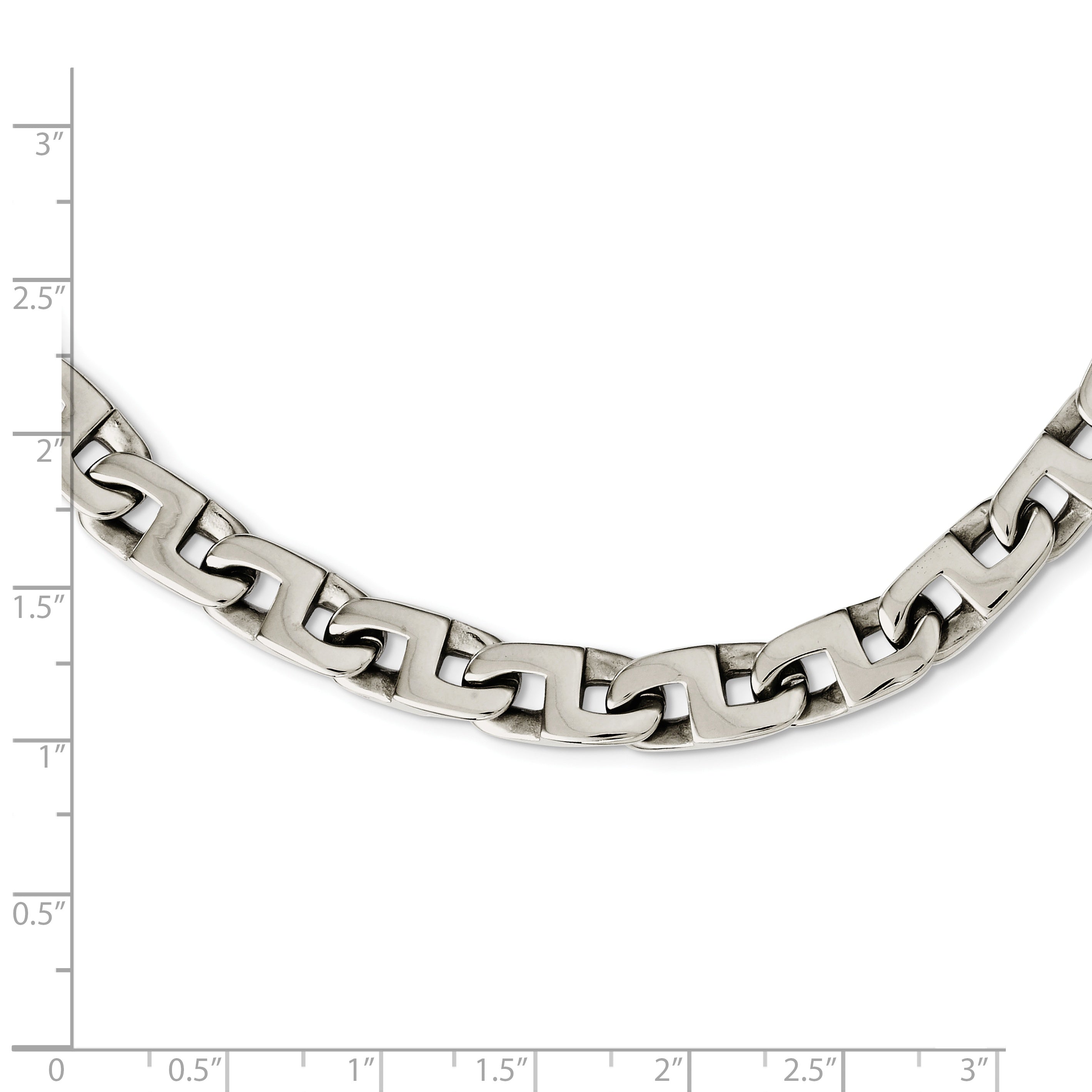 Chisel Stainless Steel Polished 24 inch Fancy Square Link Necklace