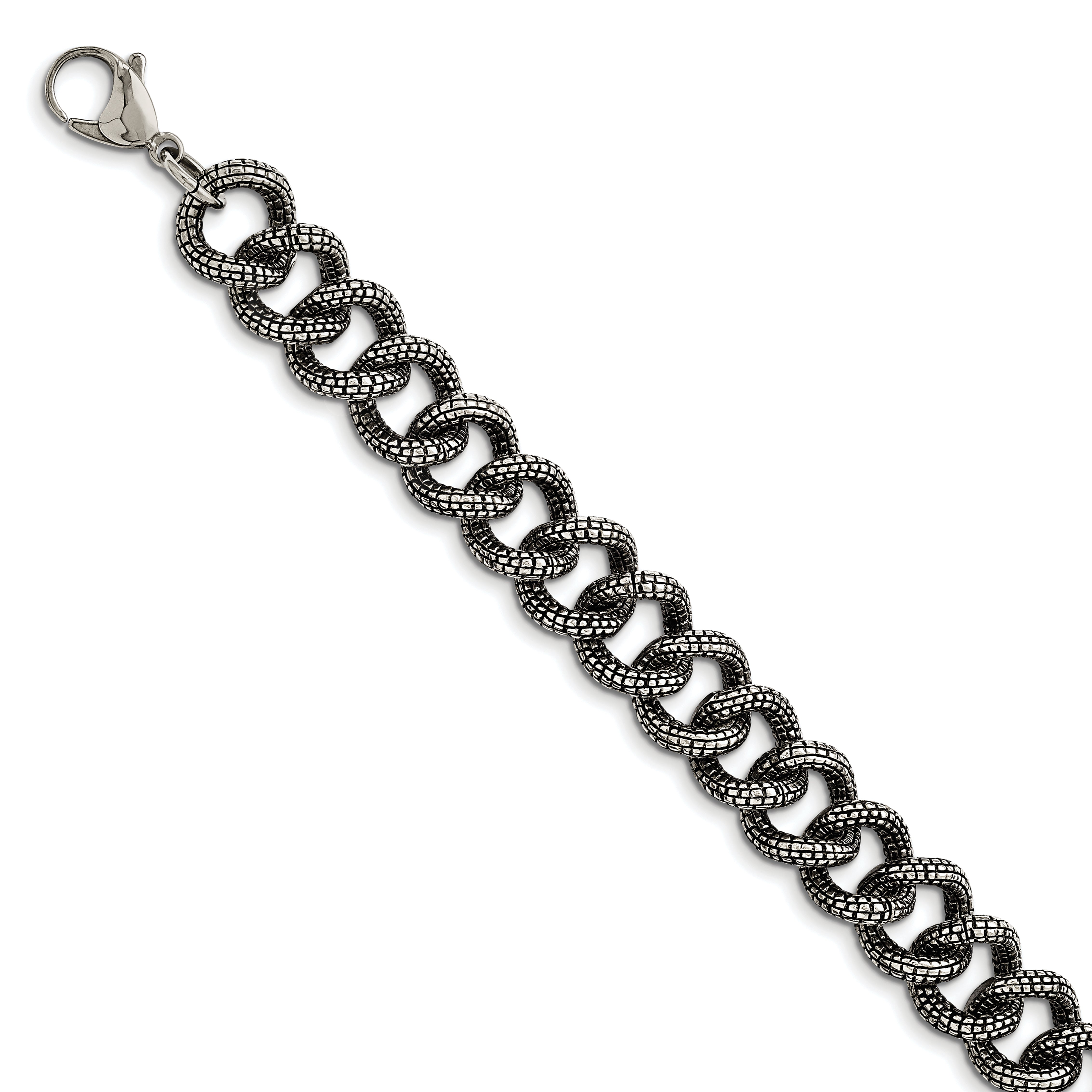 Chisel Stainless Steel Antiqued and Textured 24 inch Link Necklace