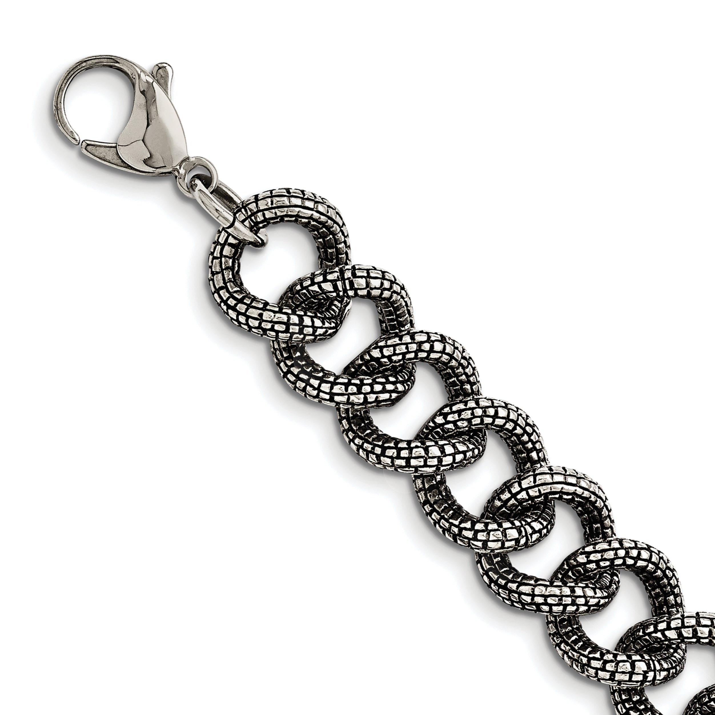 Chisel Stainless Steel Antiqued and Textured 24 inch Link Necklace