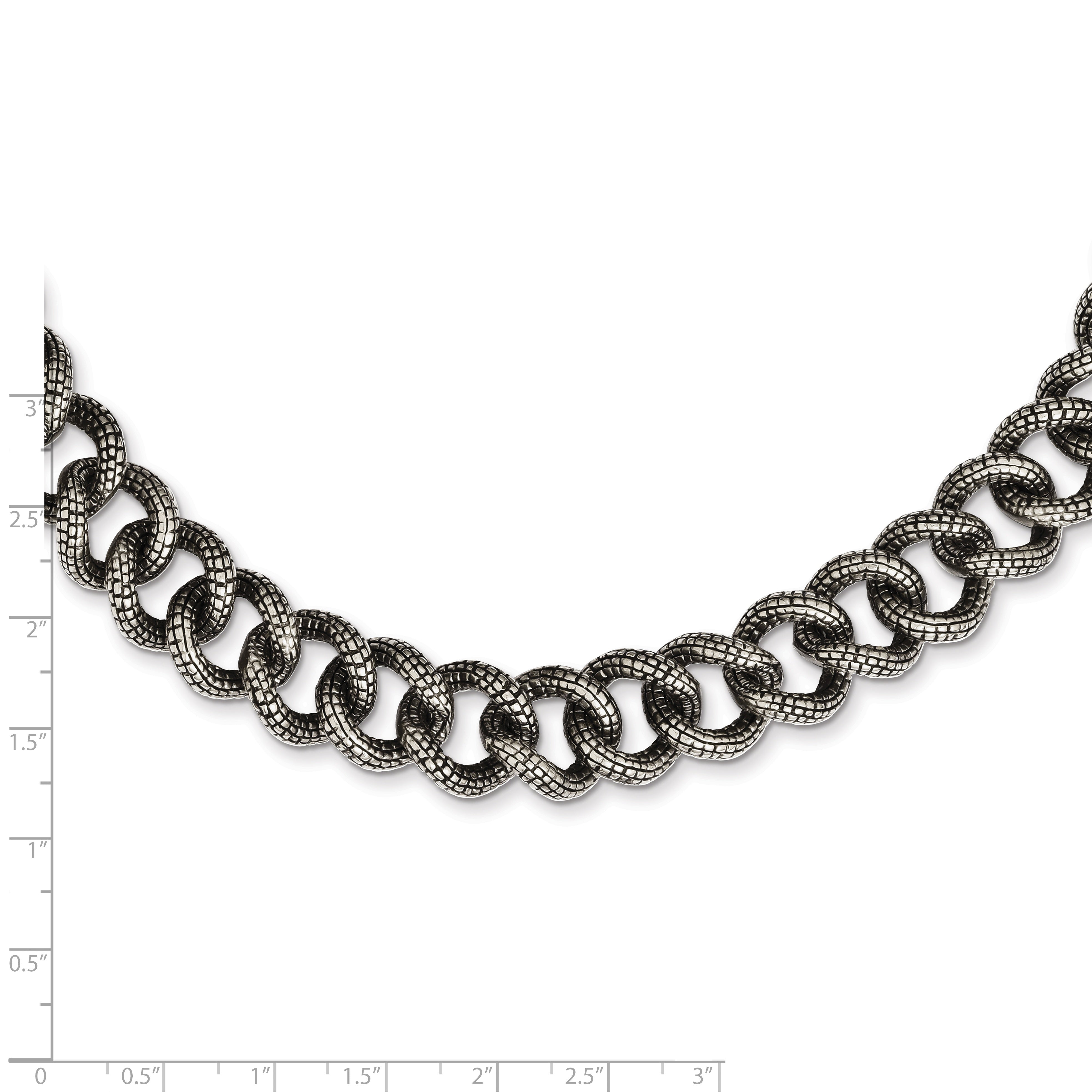 Sophia Jewelers Antiqued Stainless Steel Men's Link Necklace Gift Ready