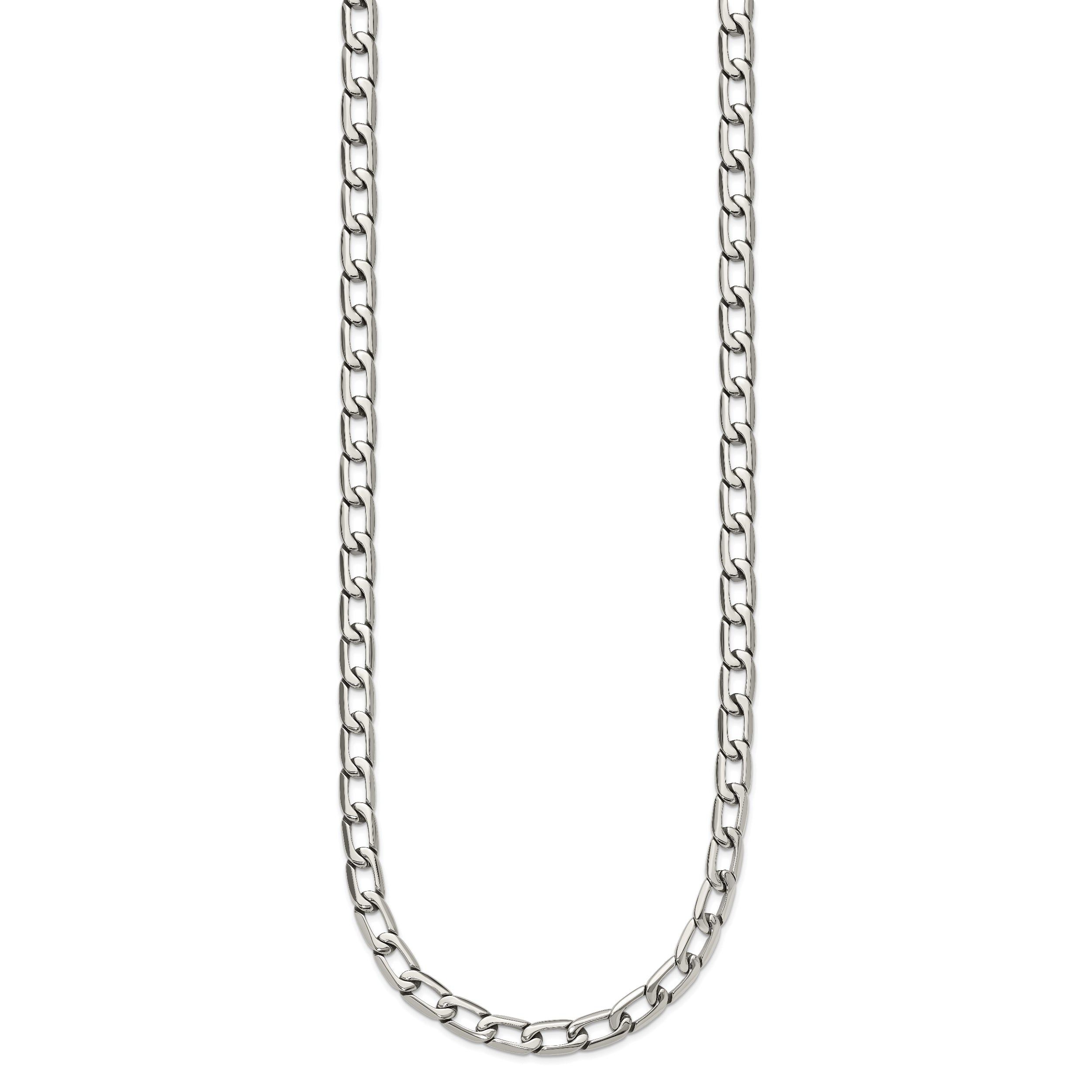 Chisel Stainless Steel Polished 24 inch Open Link Necklace