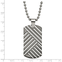 Stainless Steel & Black Enamel Polished Dog Tag Necklace