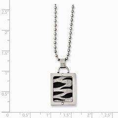 Stainless Steel Laser Cut & Black IP-plated 20in Dog Tag Necklace