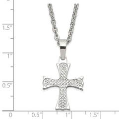 Stainless Steel Polished CZ Cross Necklace