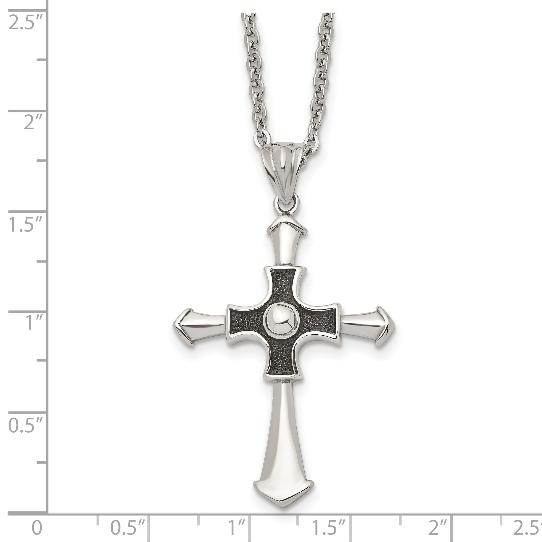 Sophia Jewelers Men's Stainless Steel Cross Necklace with Polished Finish