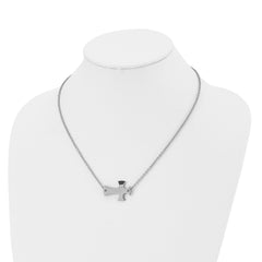 Chisel Stainless Steel Polished FAITH Sideways Cross on a 19 inch Cable Chain Necklace