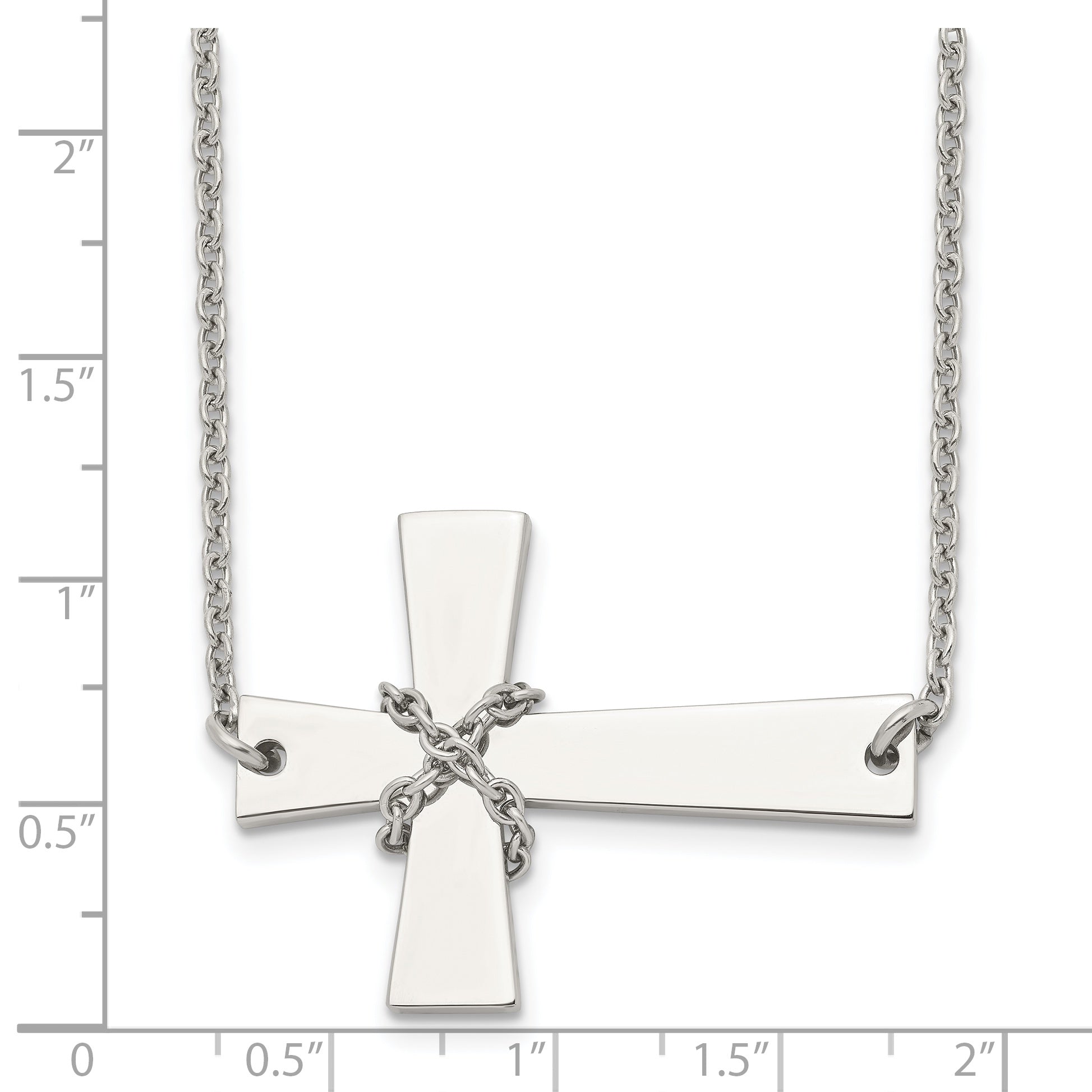 Chisel Stainless Steel Polished Sideways Cross with Chain on a 21 inch Cable Chain Necklace