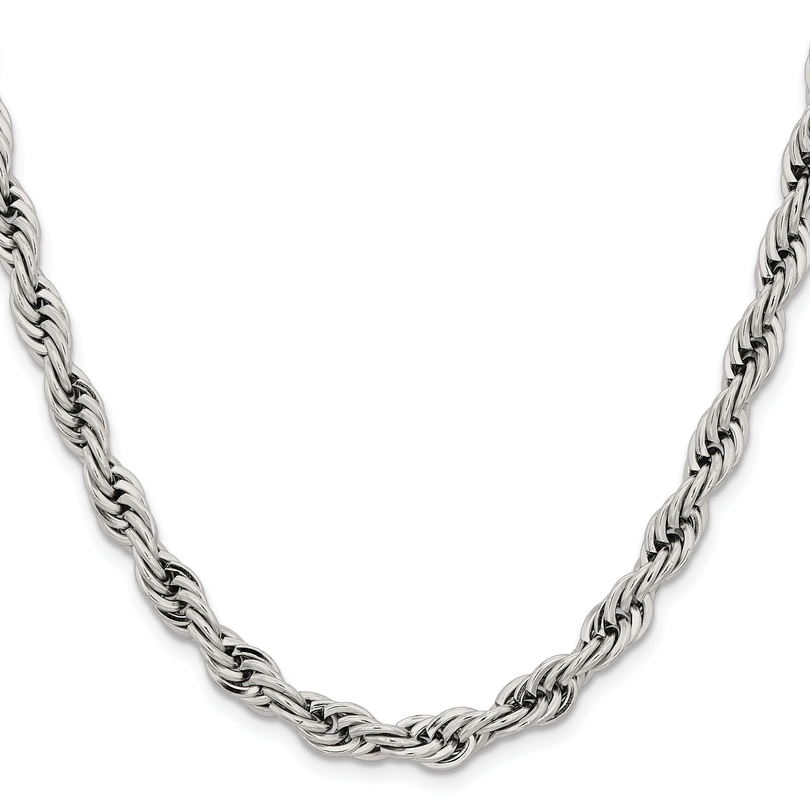 Chisel Stainless Steel Polished 7mm 16 inch Rope Chain