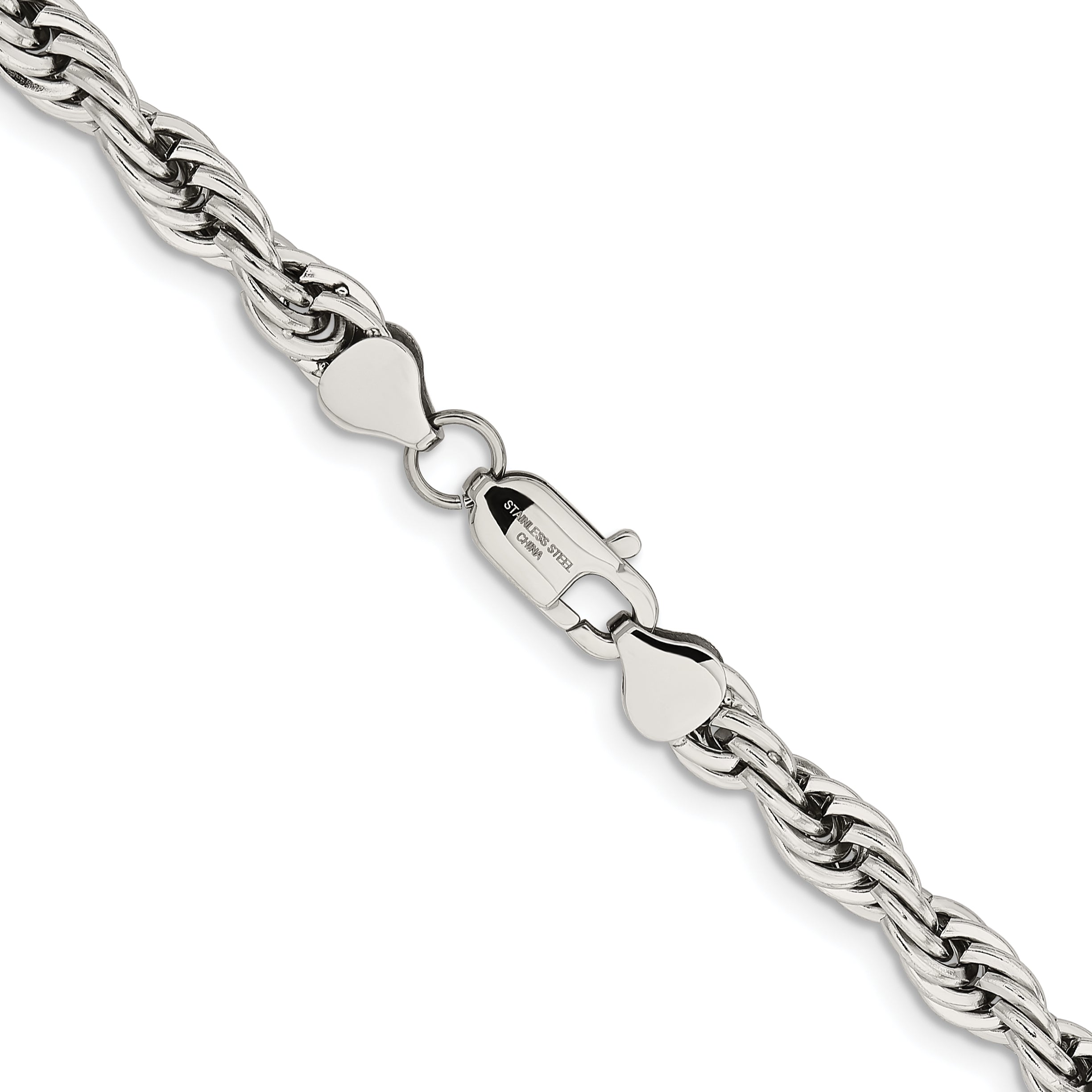 Chisel Stainless Steel Polished 7mm 16 inch Rope Chain