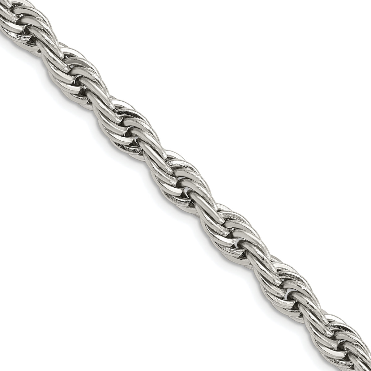 Chisel Stainless Steel Polished 7mm 24 inch Rope Chain