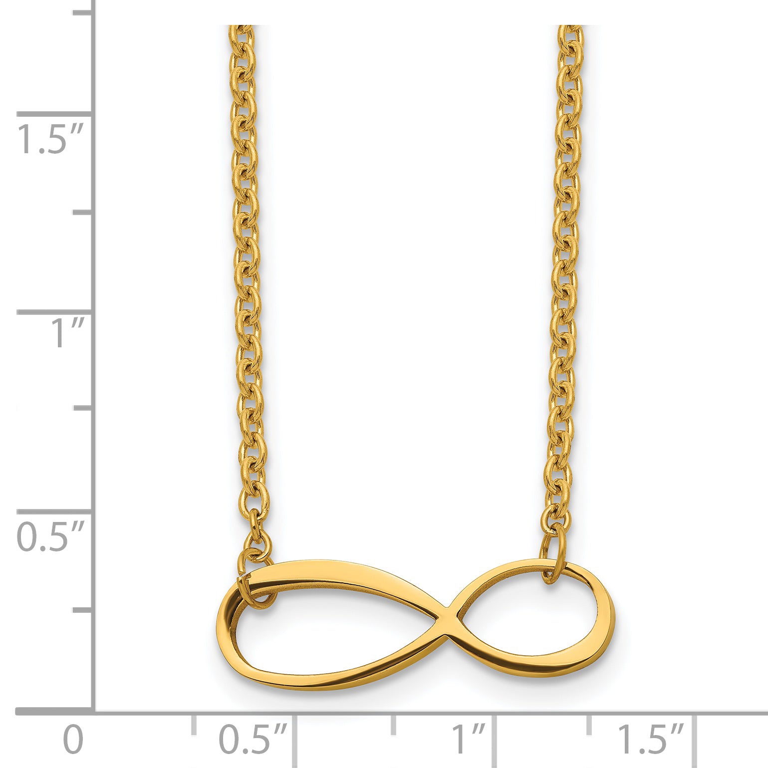 Chisel Stainless Steel Polished Yellow IP-plated Infinity Symbol on a 20 inch Cable Chain Necklace