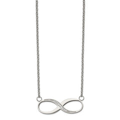 Chisel Stainless Steel Polished Infinity Symbol with CZ on a 20 inch Cable Chain Necklace