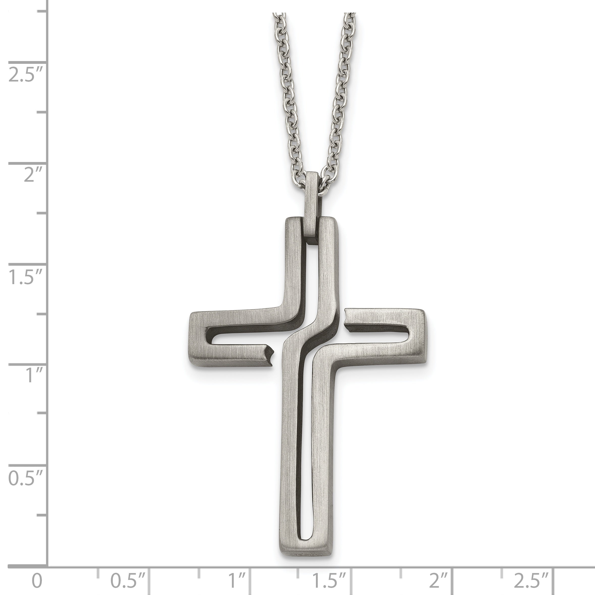 Chisel Stainless Steel Brushed and Antiqued Cut-out Design Cross Pendant on a 20 inch Cable Chain Necklace