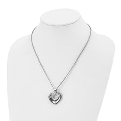 Chisel Stainless Steel Polished Three Piece Moveable Heart Pendant on a 20 inch Cable Chain Necklace