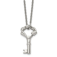 Stainless Steel Polished Fancy Key 18in Necklace