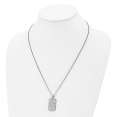 Chisel Stainless Steel Polished with CZ Star of David Dog Tag on a 22 inch Curb Chain Necklace