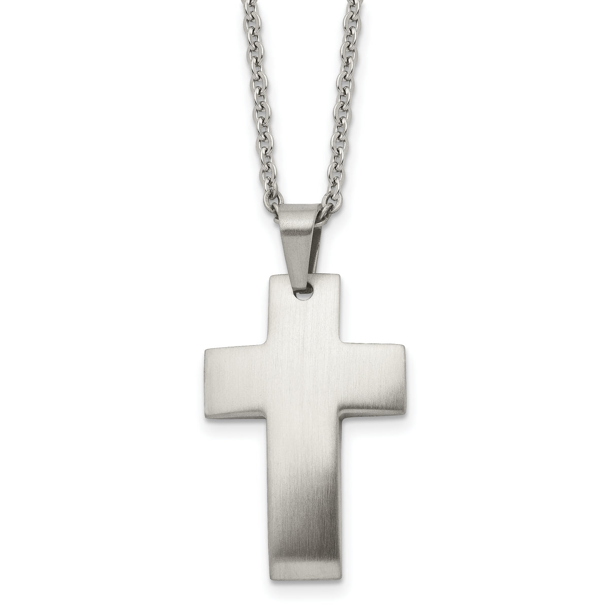 Chisel Stainless Steel Brushed Cross Pendant on a 20 inch Cable Chain Necklace