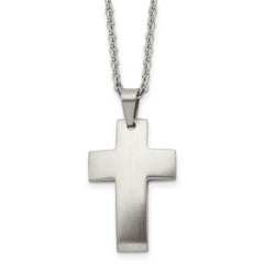 Chisel Stainless Steel Brushed Cross Pendant on a 20 inch Cable Chain Necklace