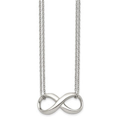 Chisel Stainless Steel Polished Infinity Symbol on an 18 inch 2-Strand Cable Chain Necklace