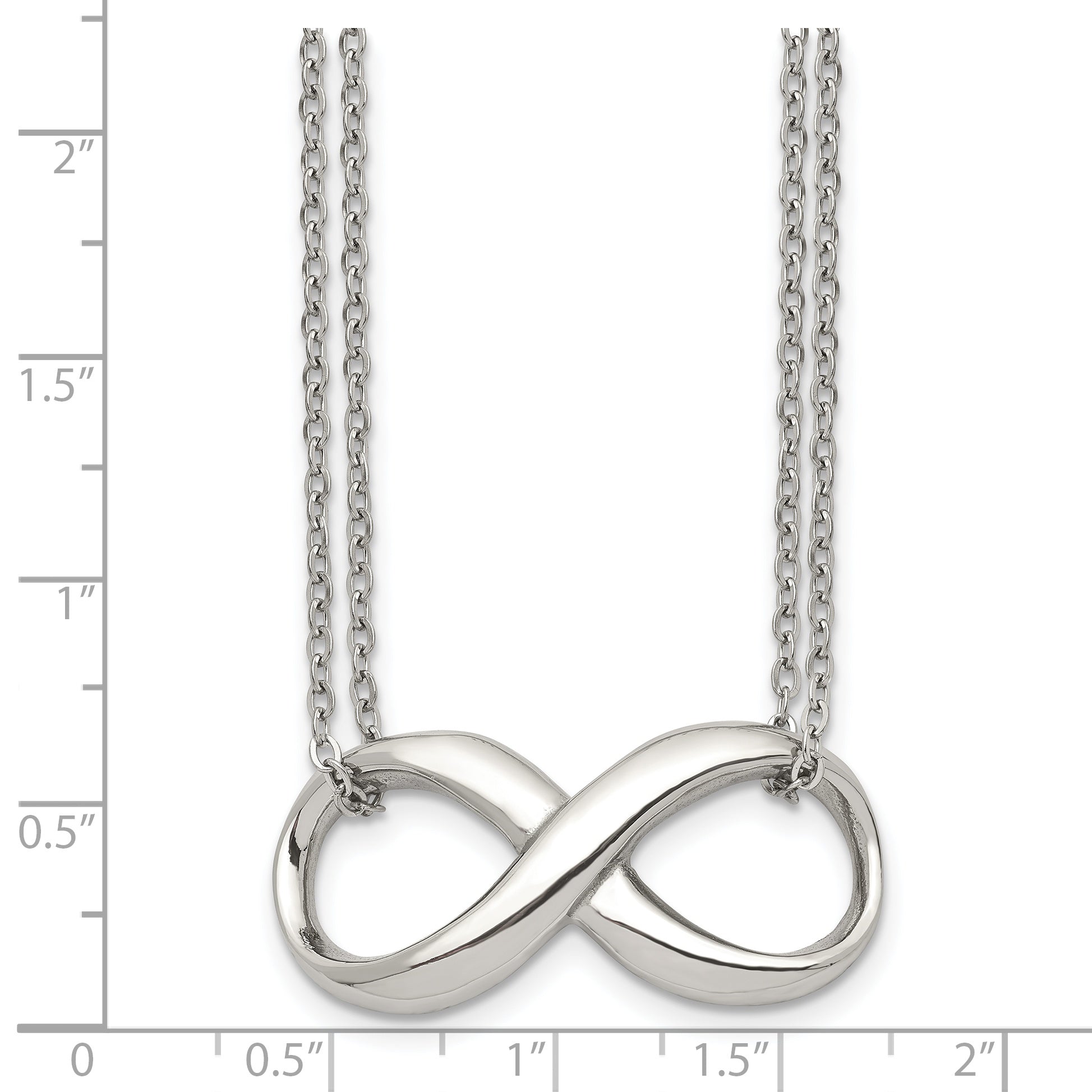 Chisel Stainless Steel Polished Infinity Symbol on an 18 inch 2-Strand Cable Chain Necklace