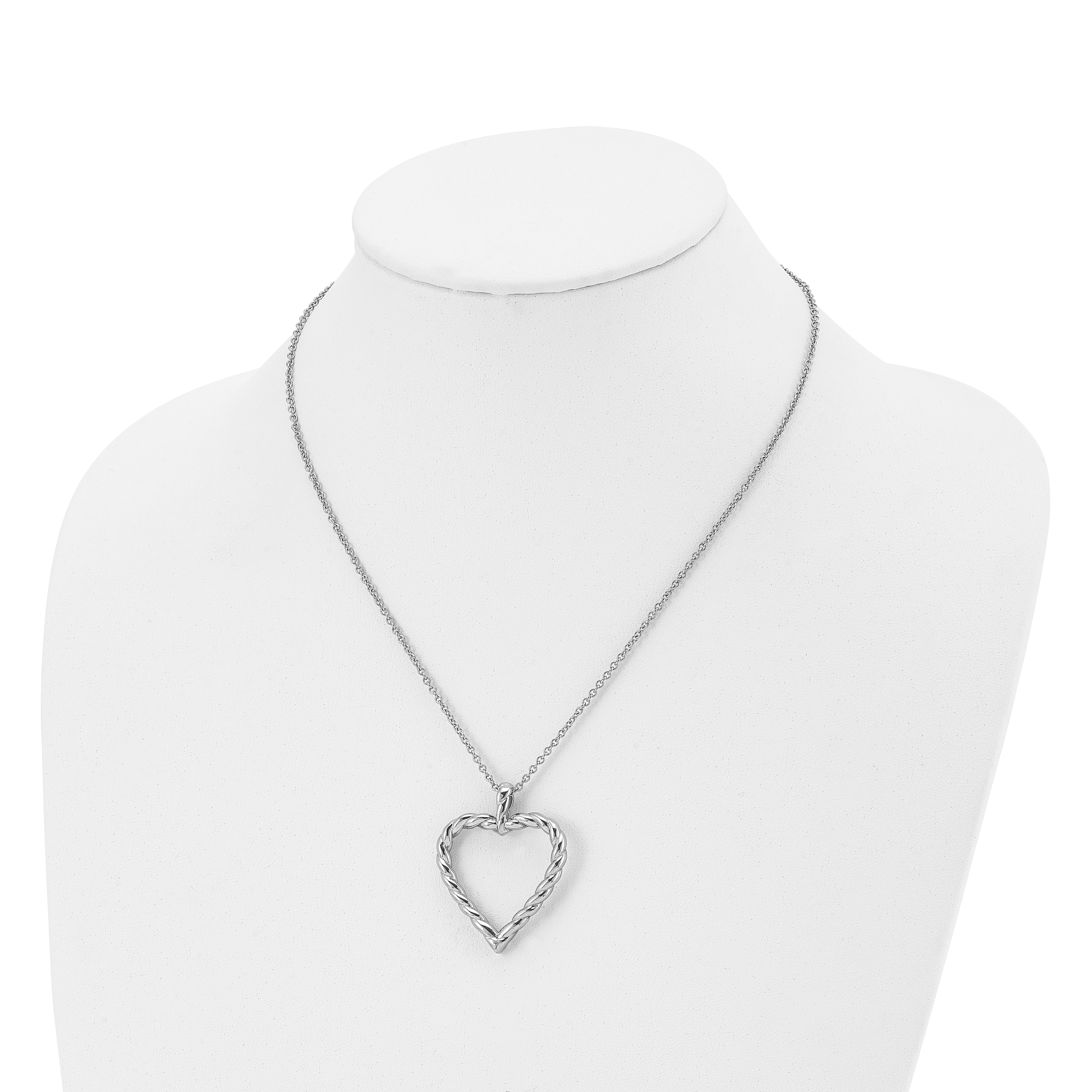 Chisel Stainless Steel Polished Twisted Heart Pendant on an 18 inch Cable Chain Necklace