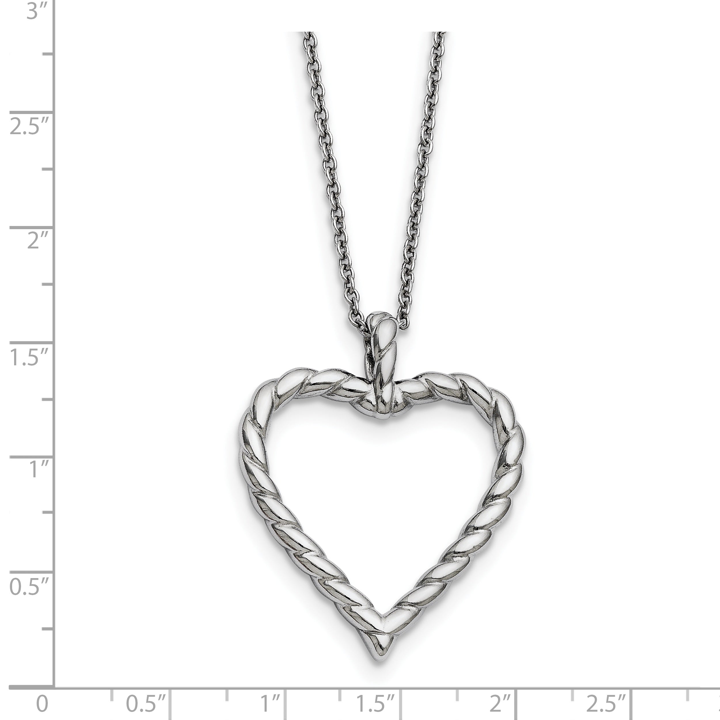 Chisel Stainless Steel Polished Twisted Heart Pendant on an 18 inch Cable Chain Necklace