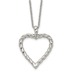 Chisel Stainless Steel Polished Twisted Heart Pendant on an 18 inch Cable Chain Necklace