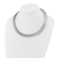 Chisel Stainless Steel Polished and Textured 18 inch Omega Necklace