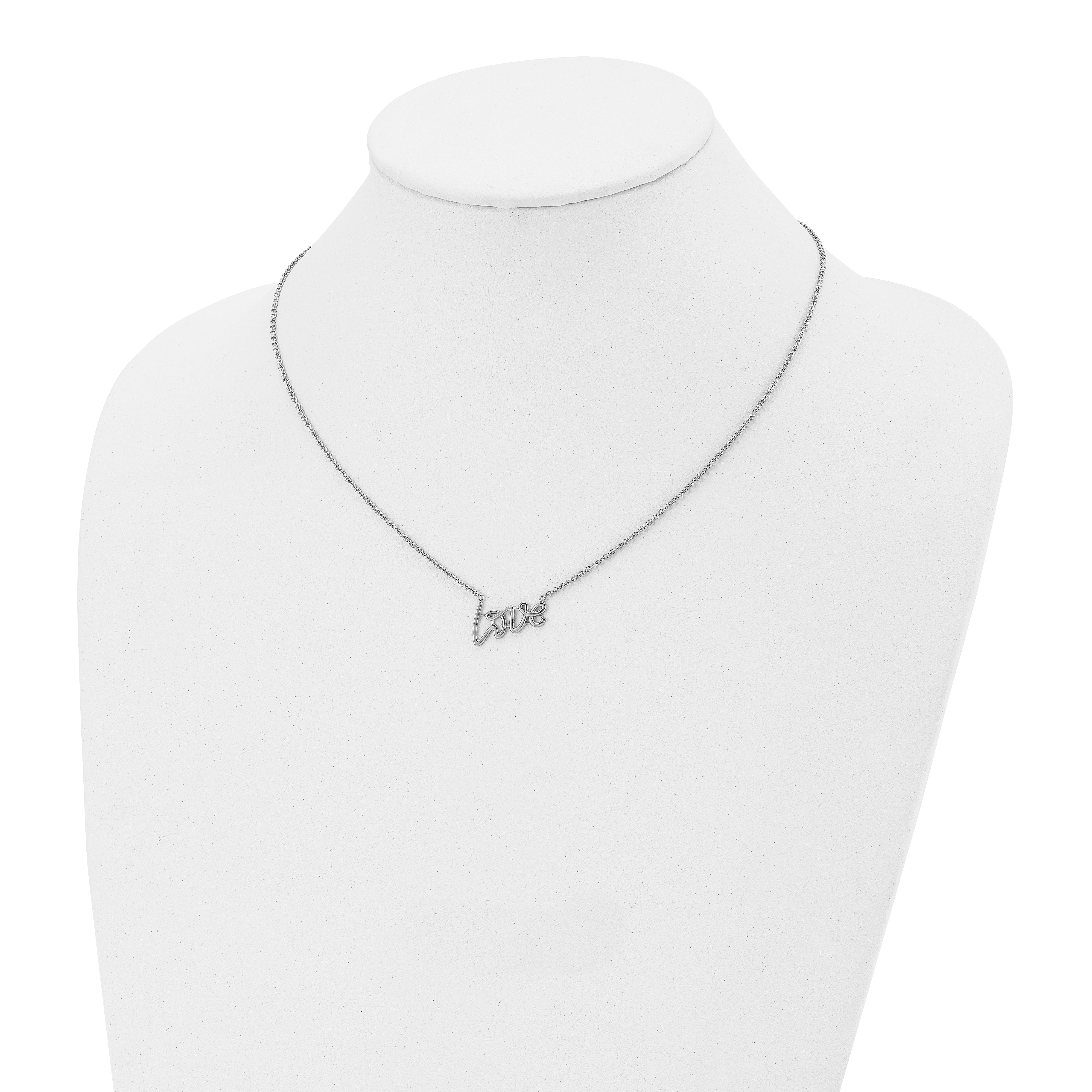 Chisel Stainless Steel Polished LOVE on an 18 inch Cable Chain Necklace