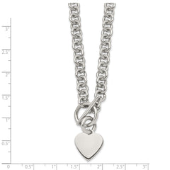 Chisel Stainless Steel Polished Heart Toggle on an 18 inch Open Link Chain Necklace