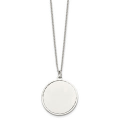 Chisel Stainless Steel Polished Engraveable Round Disc Pendant on an 18 inch Plus a 2 inch Extension Cable Chain Necklace