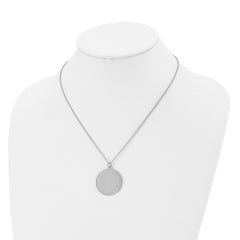 Chisel Stainless Steel Polished Engraveable Round Disc Pendant on an 18 inch Plus a 2 inch Extension Cable Chain Necklace