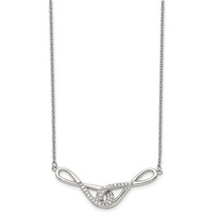 Stainless Steel Polished w/CZ Infinity Symbols 19in Necklace