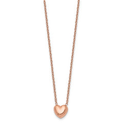 Chisel Stainless Steel Polished Rose IP-plated Heart on a 17.5 inch Cable Chain Necklace