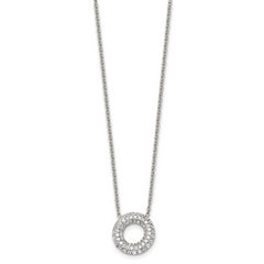 Stainless Steel Polished CZ Circle 18.25in Necklace